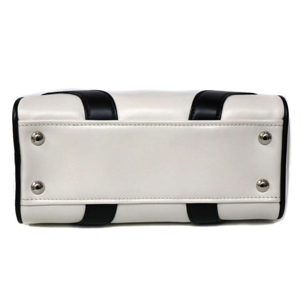 Prada Soft Calfskin Bowling Crossbody Bag White Black - Picture 5 of 6